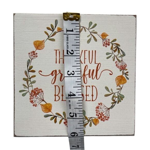 Thankful Grateful Blessed Whitewashed Distressed Wood Sign Quill to Paper NWT - Picture 5 of 6